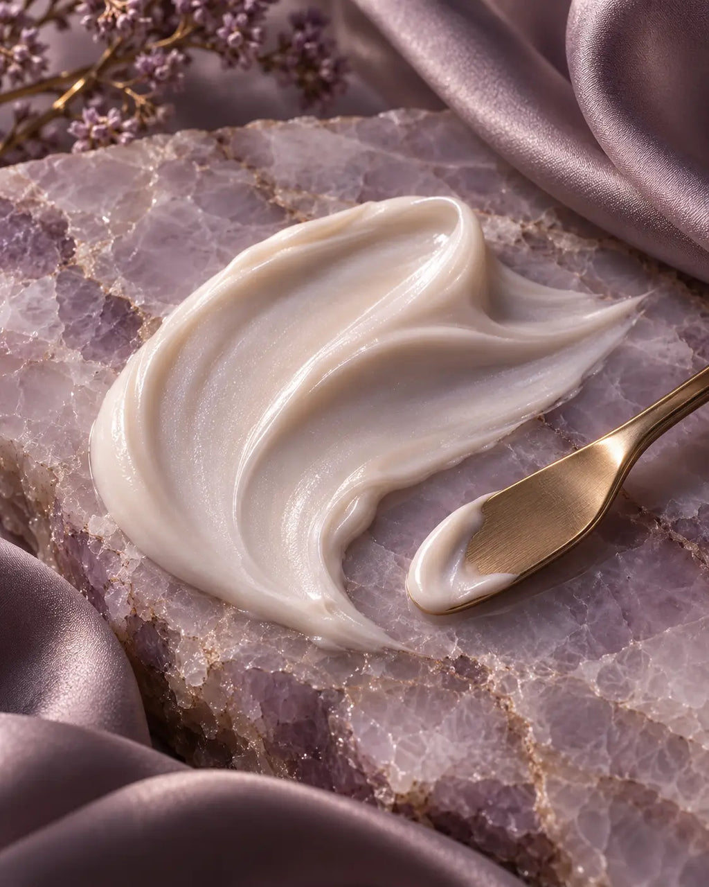 PurrrRepair cream texture on lavender onyx