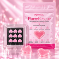 PurrrRescue microneedle spot treatment patches with nine heart-shaped patches on blush pink background